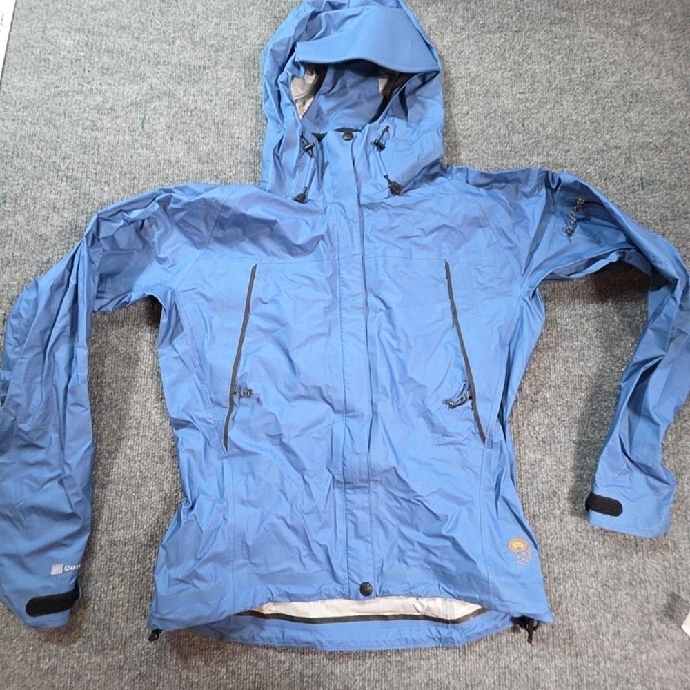 Mountain Hardwear Jacket Womens 8 Blue Hooded Waterproof Full Zip Ski Hiking